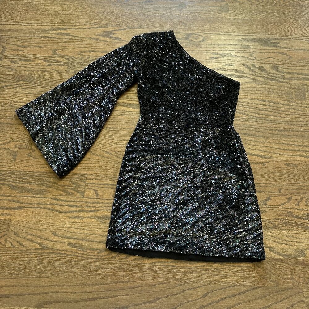 Retrofete Gloria Sequin One-Sleeve Mini Dress